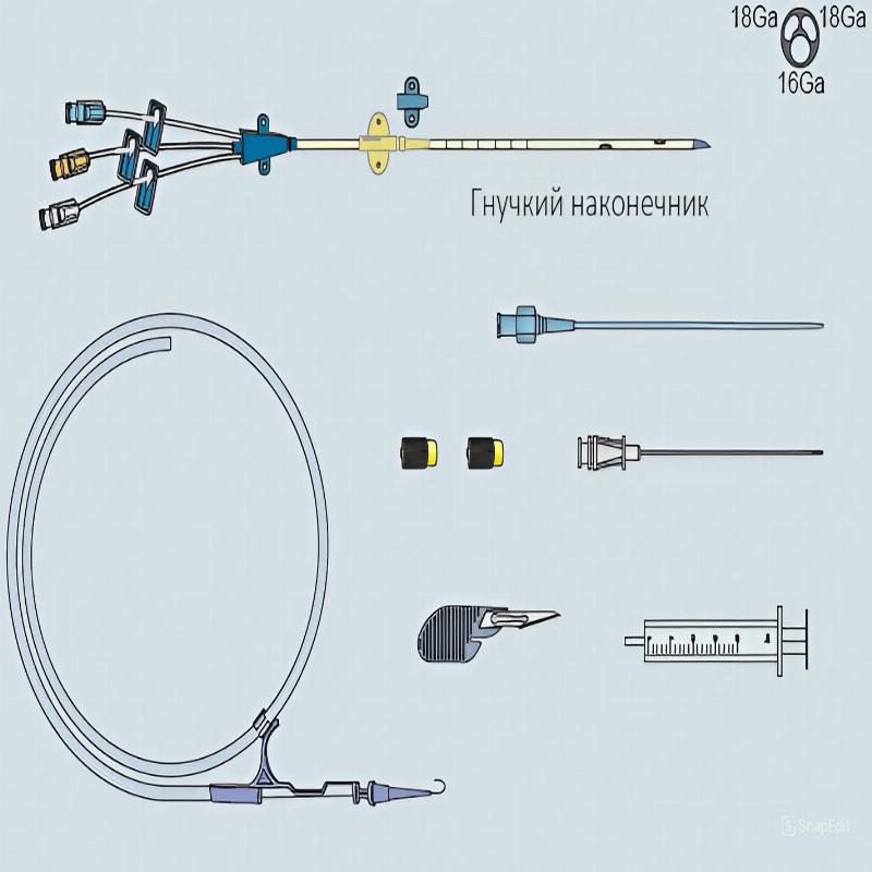 Набір 3-х канального центрального венозного катетеру 7 Fr x 20 см з голкою (18G х 7 см), Biometrix